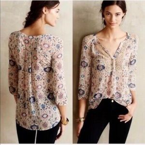 Maeve Viola floral blouse with crochet bib